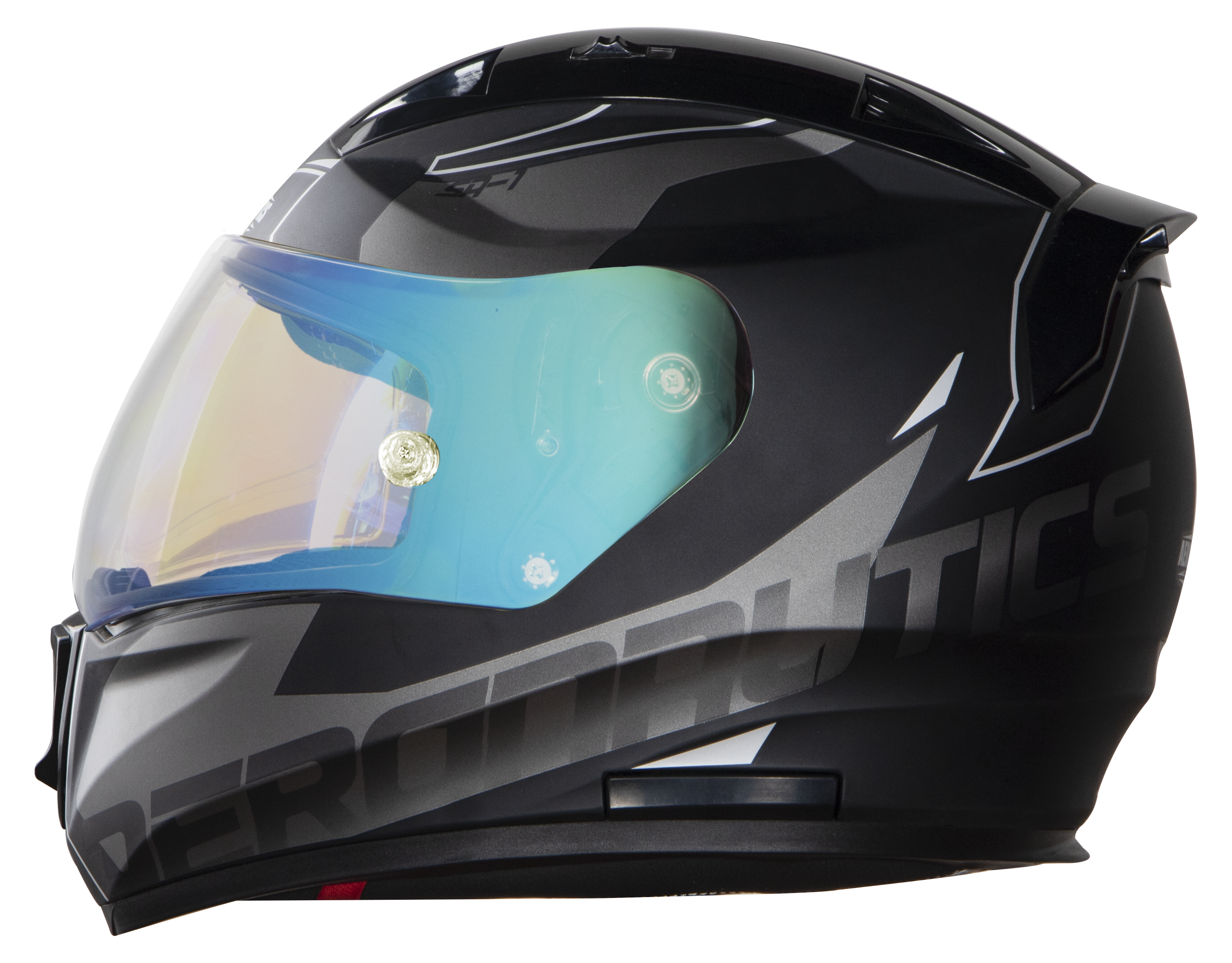 SA-1 RTW Mat Black/White With Anti-Fog Shield Blue Night Vision Visor(Fitted With Clear Visor Extra Blue Night Vision Anti-Fog Shield Visor Free)